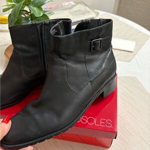 AEROSOLES Black Ankle Booties with Buckle